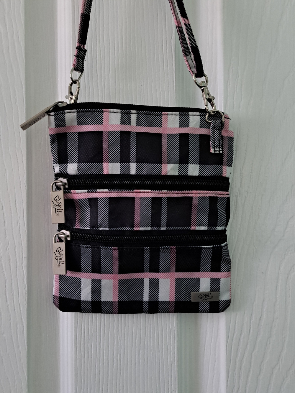 GloveIt Pink & Black Plaid Crossbody Bag